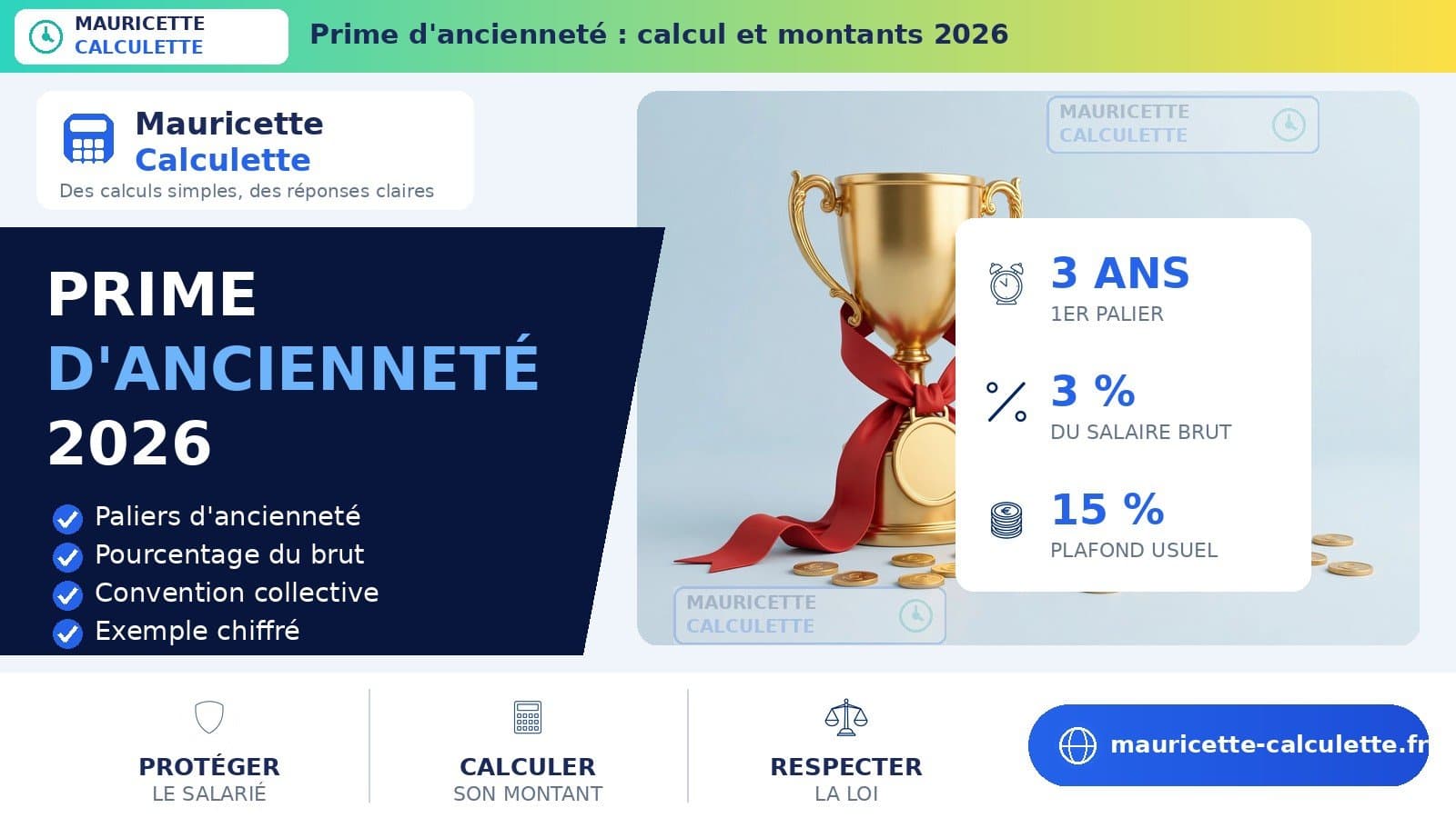 Illustration du guide : Prime d’ancienneté : calcul, montants et droits en 2026