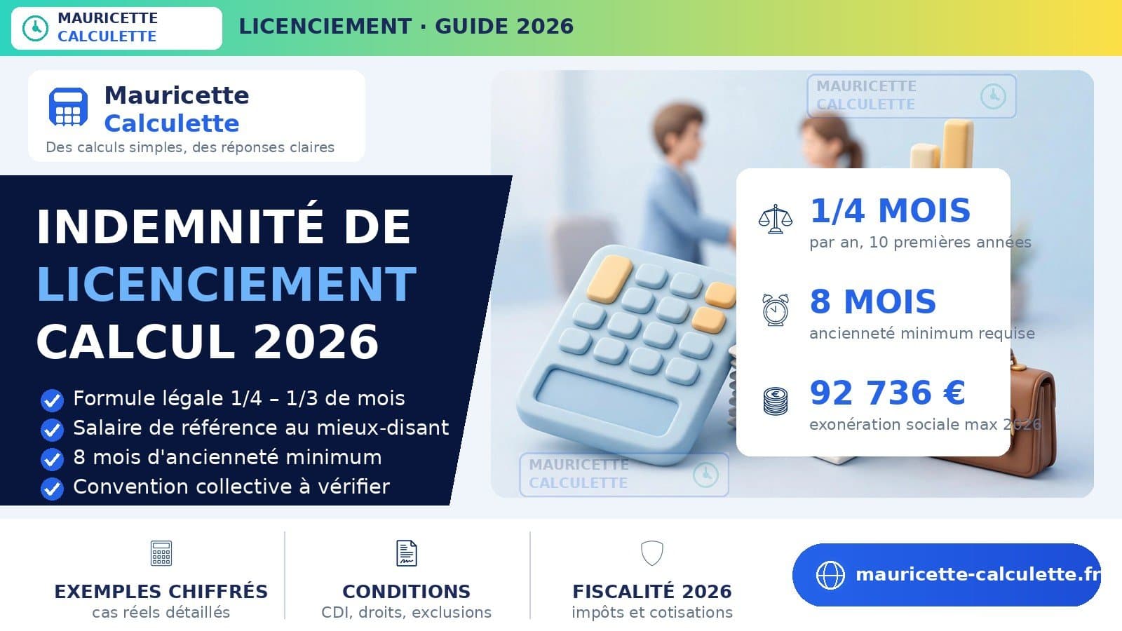 Illustration du guide : Indemnité de licenciement : calcul, montant et règles 2026