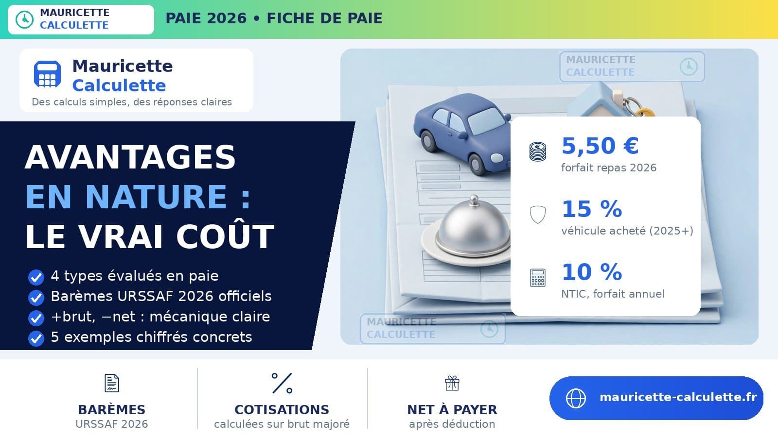 Illustration du guide : Avantages en nature 2026 : calcul, barèmes et fiche de paie