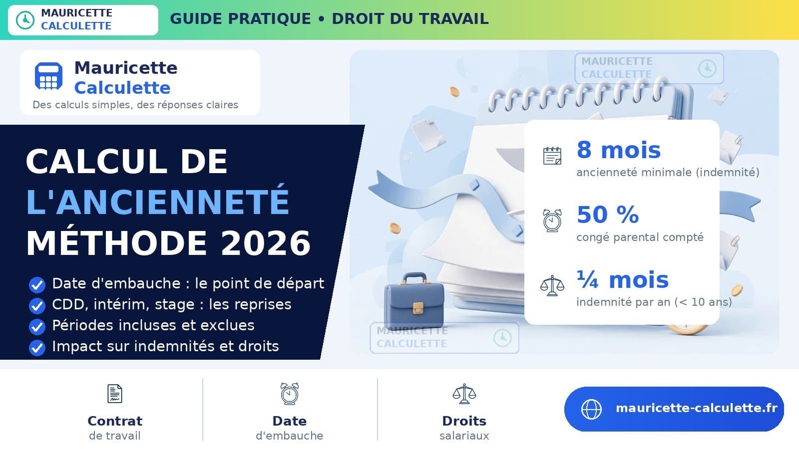 Illustration du guide : Calcul de l’ancienneté du salarié : méthode et exemples (2026)