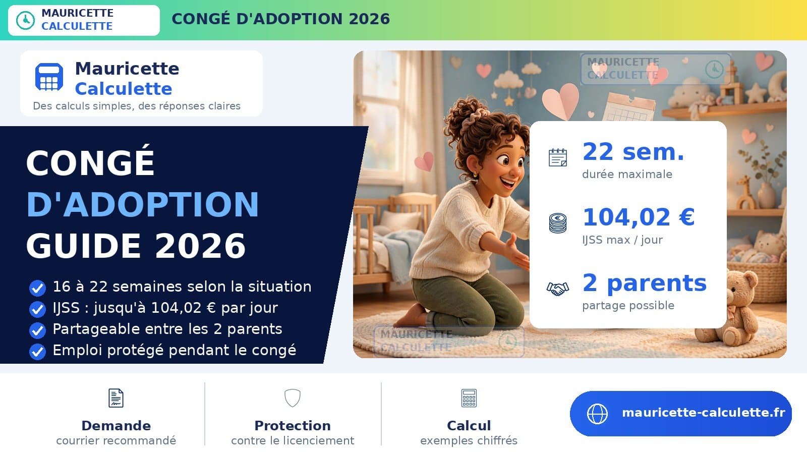 Illustration du guide : Congé d’adoption 2026 : durée, indemnisation et calcul