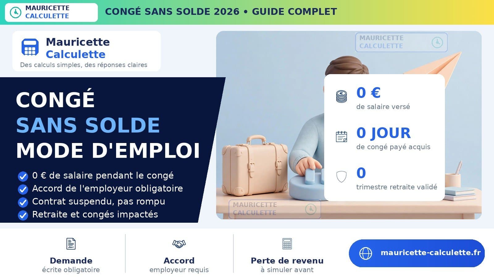Illustration du guide : Congé sans solde 2026 : demande, salaire, calcul, modèle