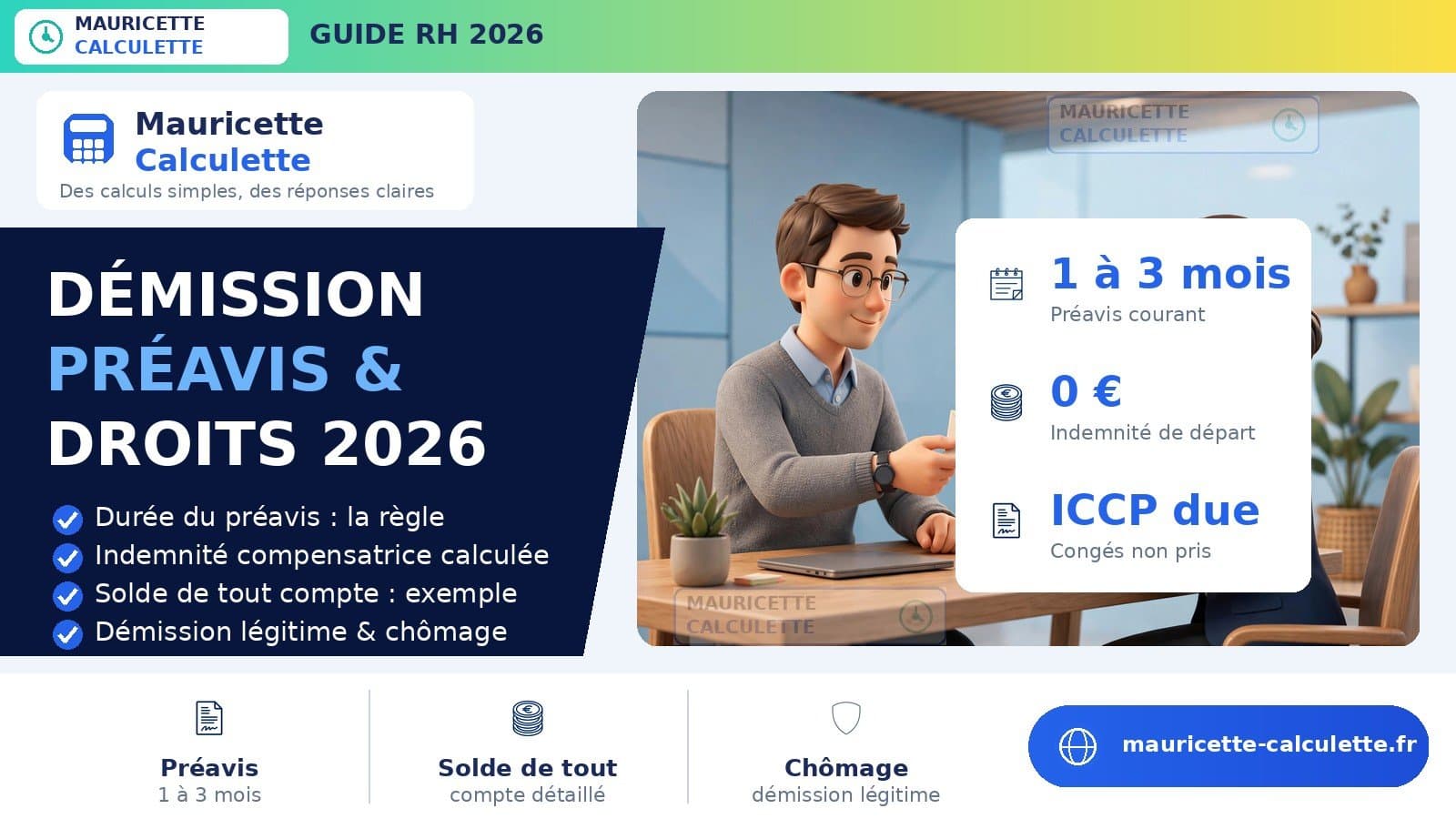 Illustration du guide : Démission 2026 : préavis, indemnités et calcul de vos droits