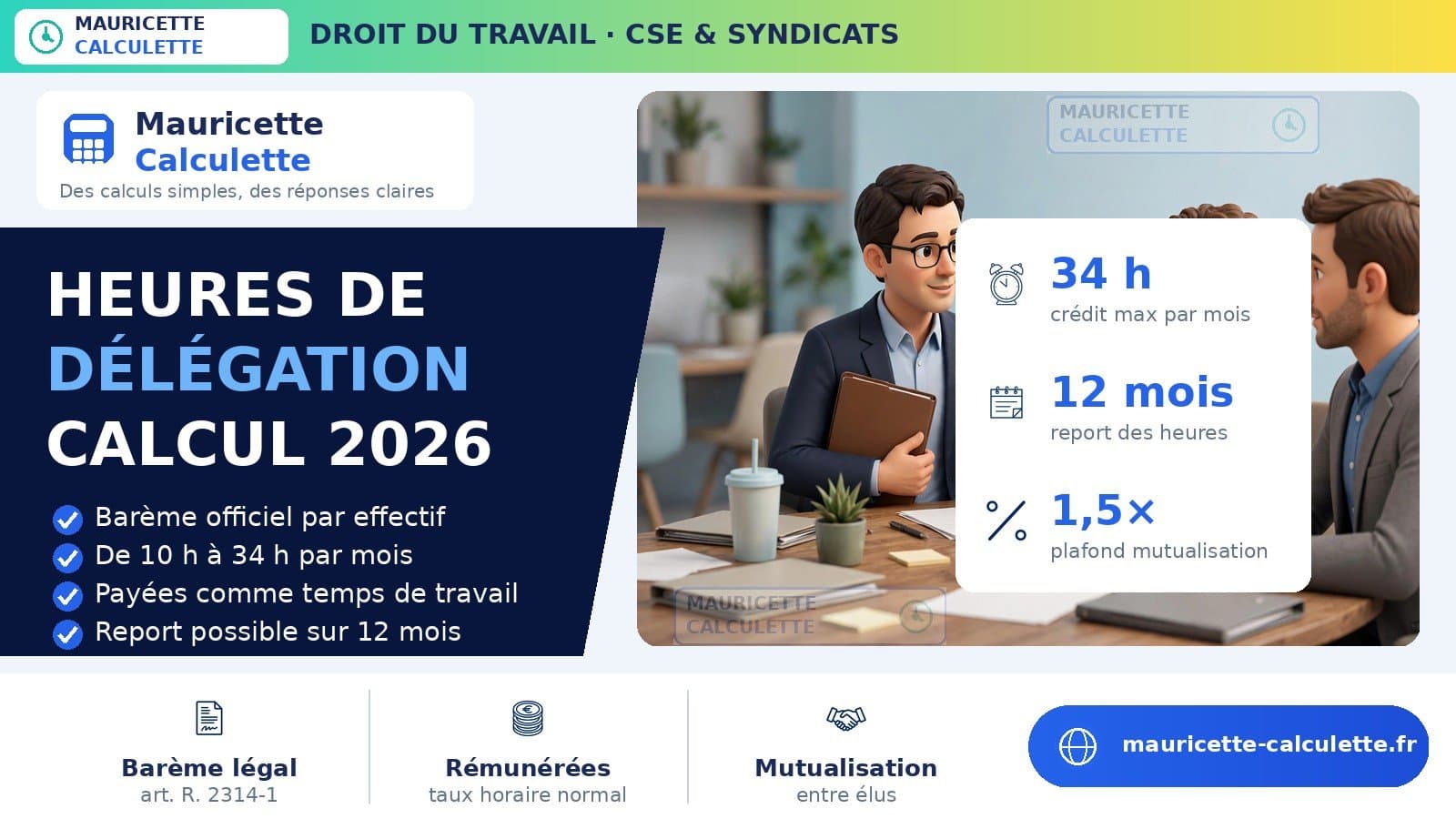 Illustration du guide : Heures de délégation CSE 2026 : calcul, barème et paiement