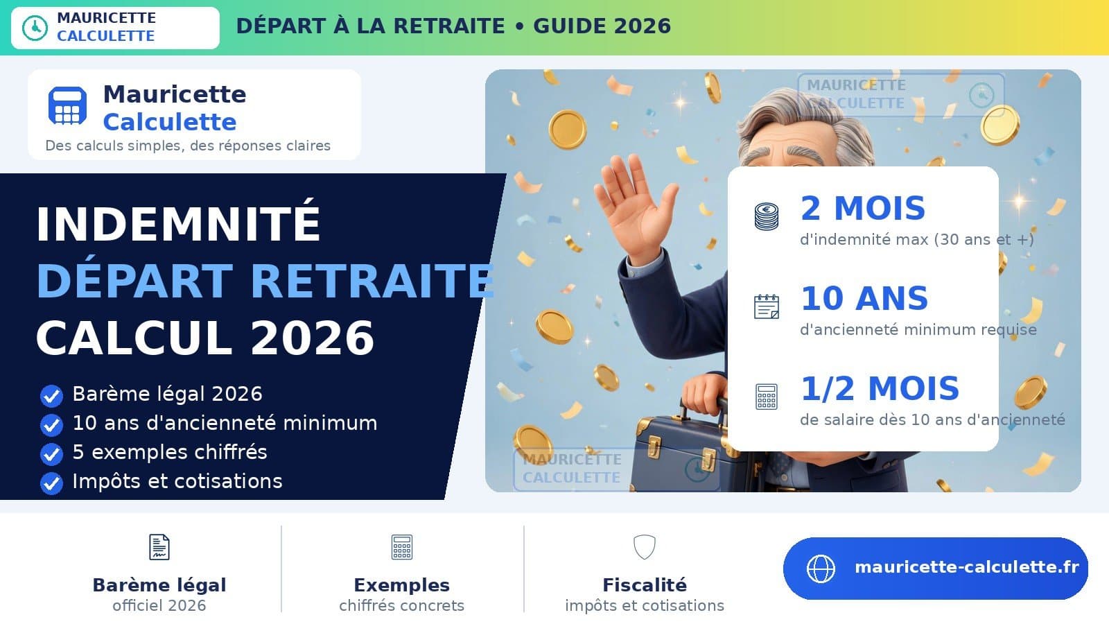 Illustration du guide : Indemnité de départ à la retraite 2026 : calcul et montants