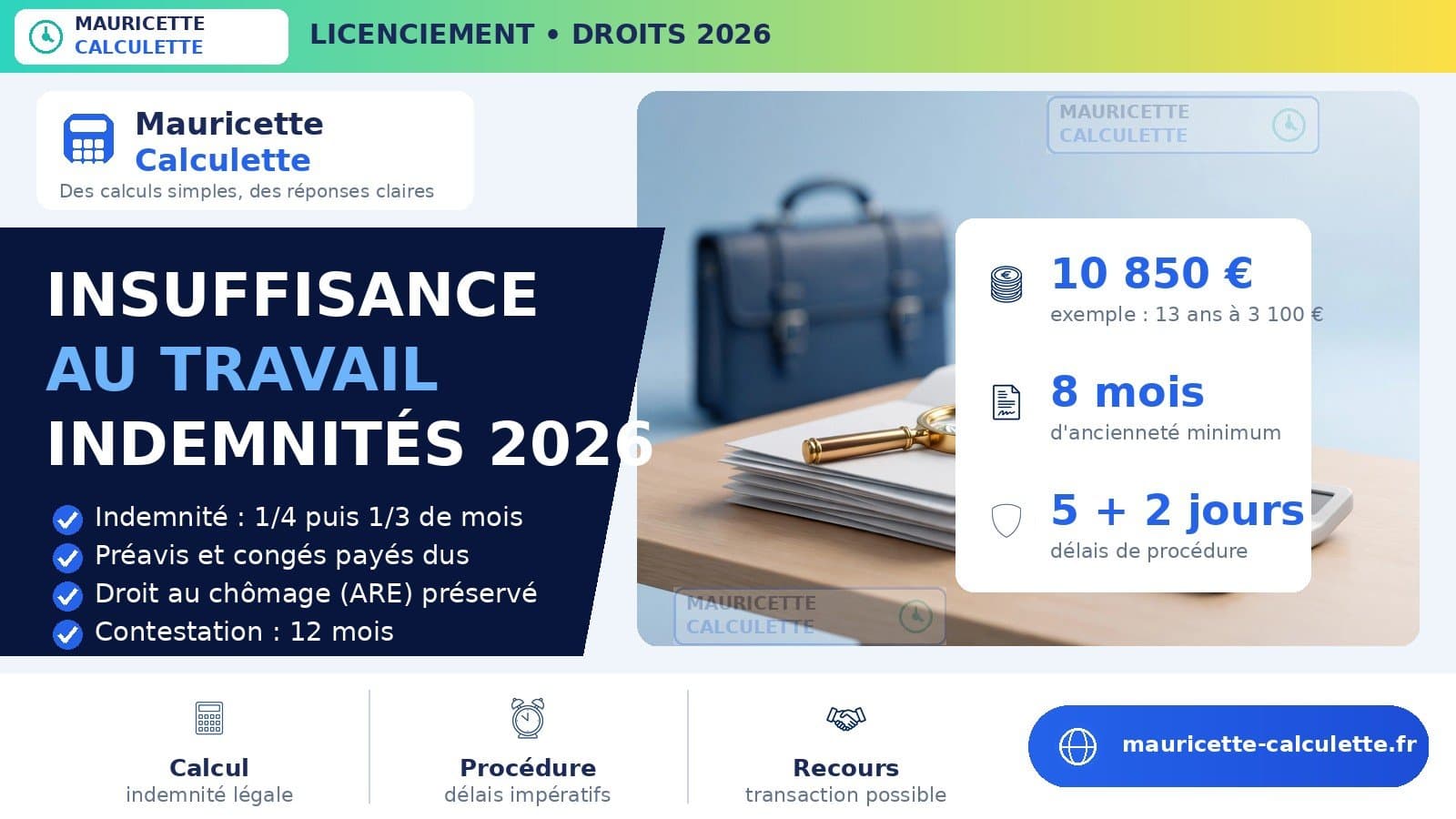 Illustration du guide : Licenciement insuffisance professionnelle : indemnités 2026
