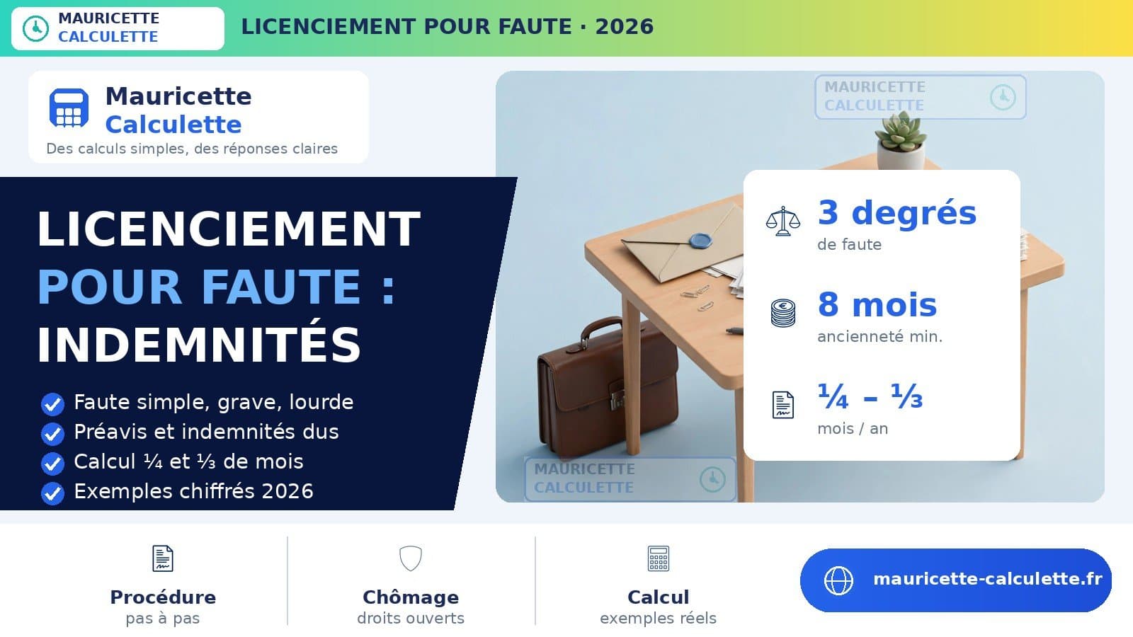 Illustration du guide : Licenciement pour faute 2026 : indemnités et calcul détaillé