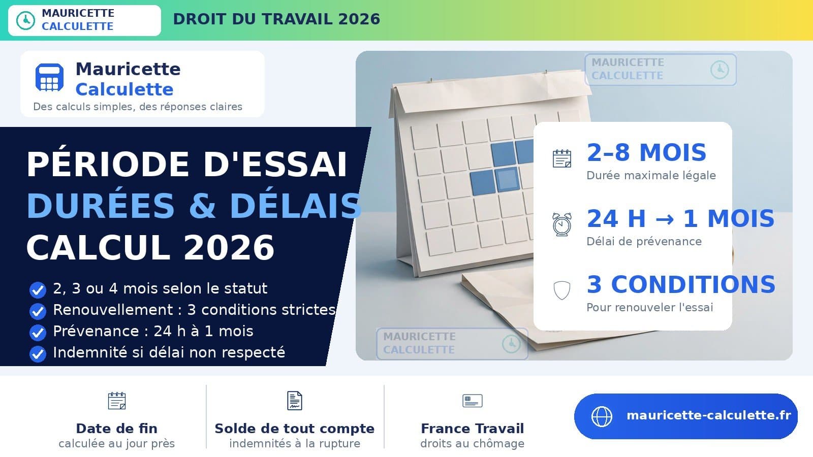 Illustration du guide : Période d’essai 2026 : durées, prévenance et calcul