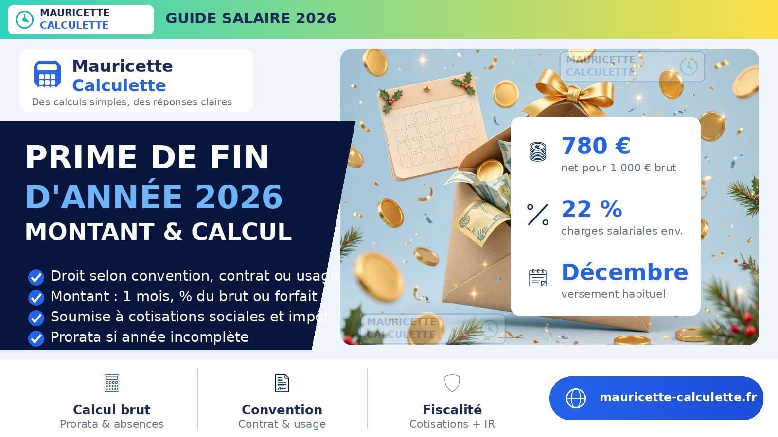 Illustration du guide : Prime de fin d’année 2026 : montant, calcul et fiscalité