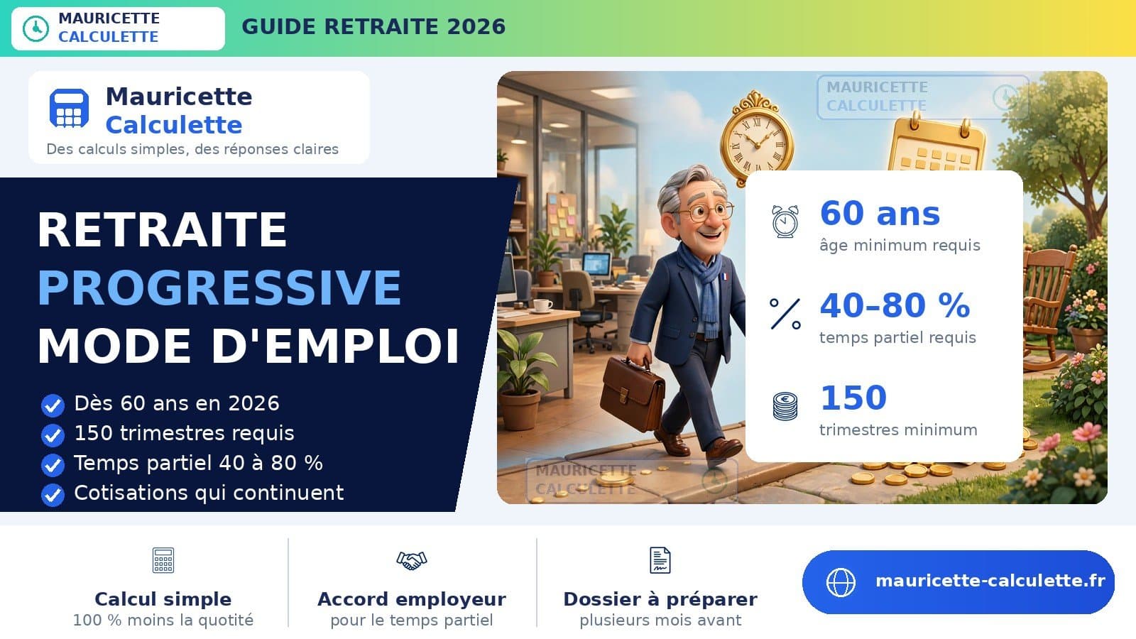 Illustration du guide : Retraite progressive 2026 : conditions, calcul et montant