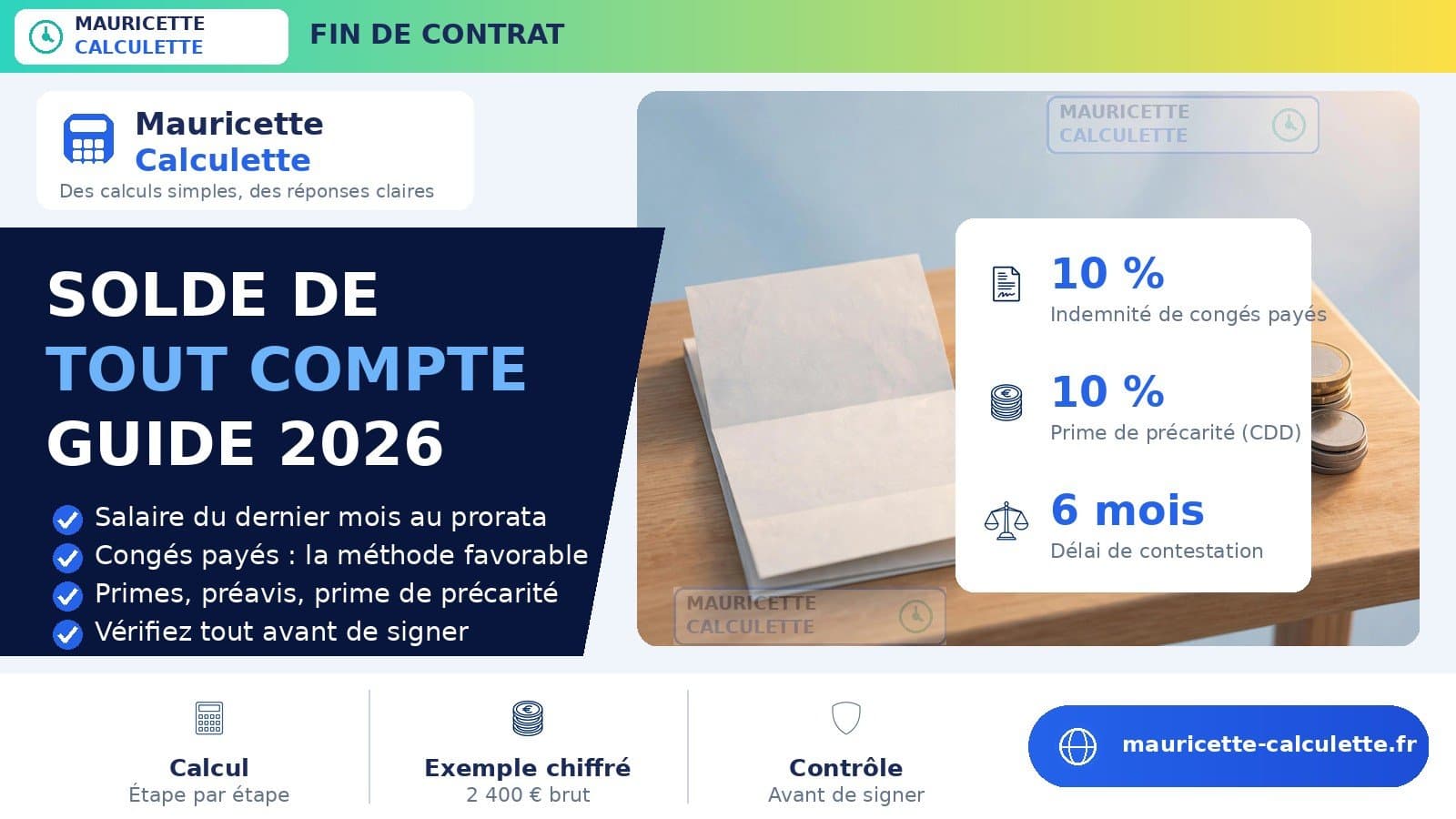Illustration du guide : Solde de tout compte : calcul étape par étape (guide 2026)